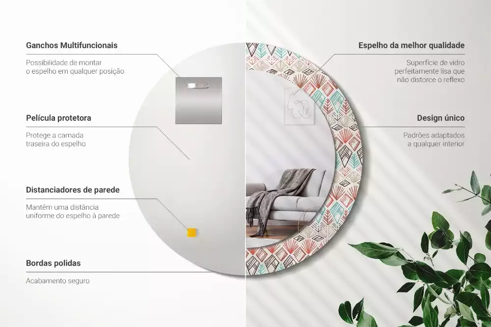 Kulaté dekorační zrcadlo na zeď Etnický vzor