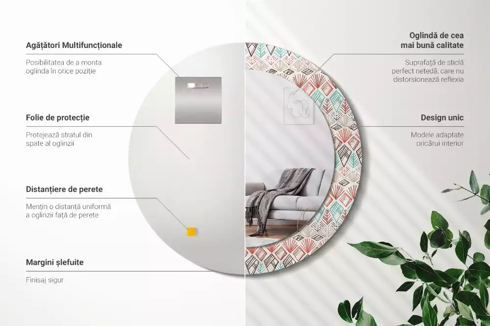 Kulaté dekorační zrcadlo na zeď Etnický vzor