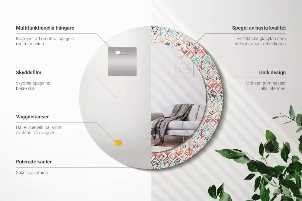 Kulaté dekorační zrcadlo na zeď Etnický vzor