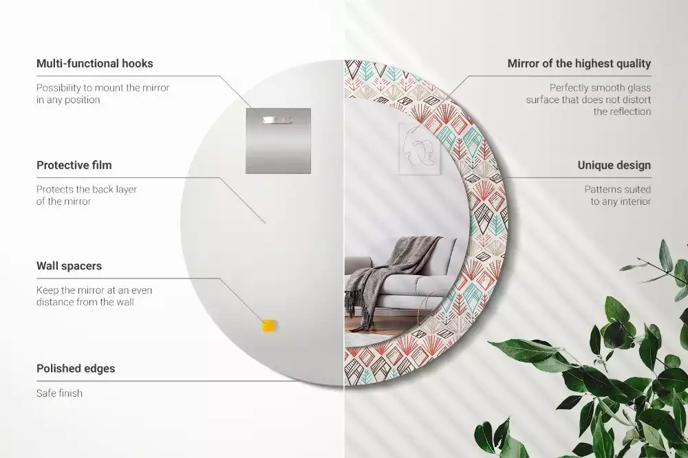 Kulaté dekorační zrcadlo na zeď Etnický vzor