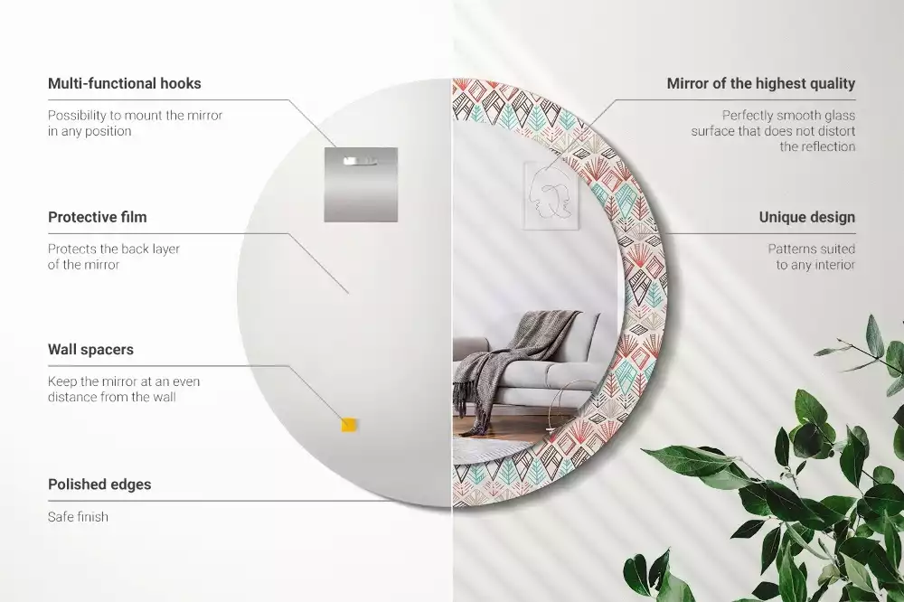 Kulaté dekorační zrcadlo na zeď Etnický vzor