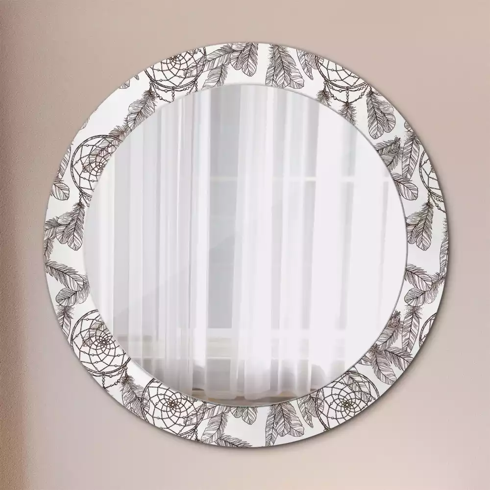 Kulaté dekorační zrcadlo na zeď Lapač snů