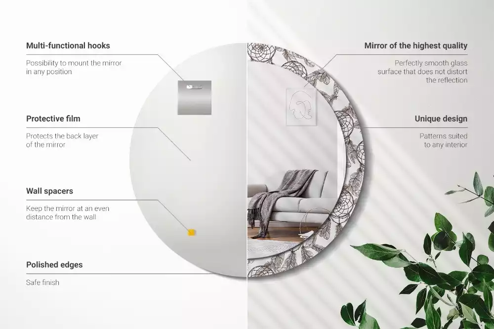 Kulaté dekorační zrcadlo na zeď Lapač snů