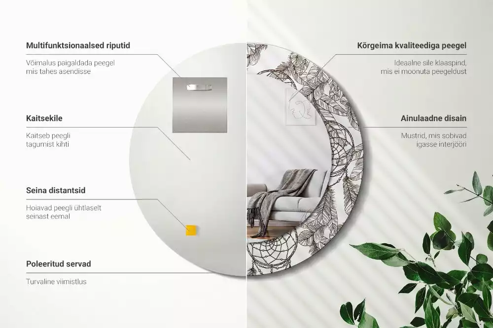 Kulaté dekorační zrcadlo na zeď Lapač snů