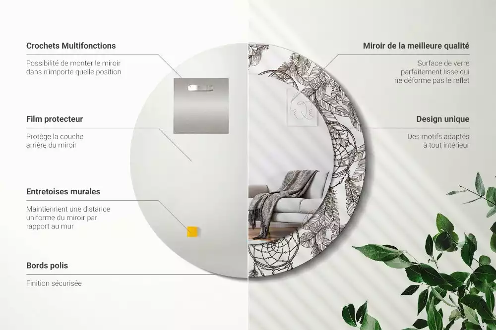 Kulaté dekorační zrcadlo na zeď Lapač snů