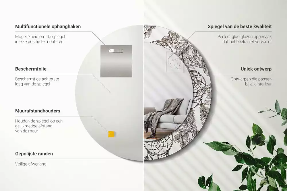 Kulaté dekorační zrcadlo na zeď Lapač snů