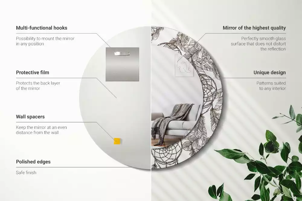 Kulaté dekorační zrcadlo na zeď Lapač snů