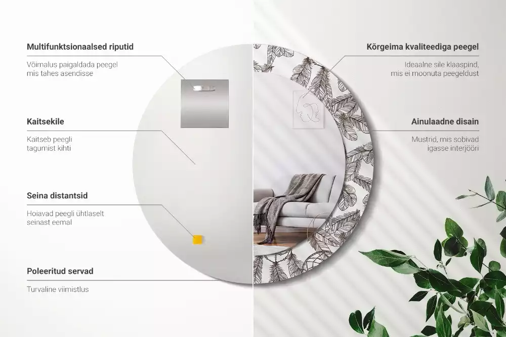 Kulaté dekorační zrcadlo na zeď Lapač snů