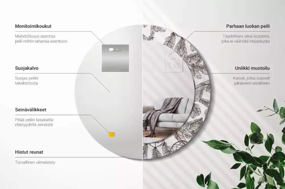 Kulaté dekorační zrcadlo na zeď Lapač snů