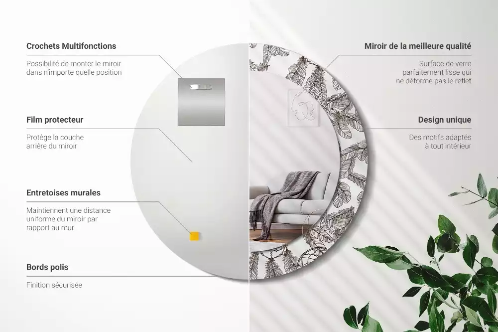 Kulaté dekorační zrcadlo na zeď Lapač snů