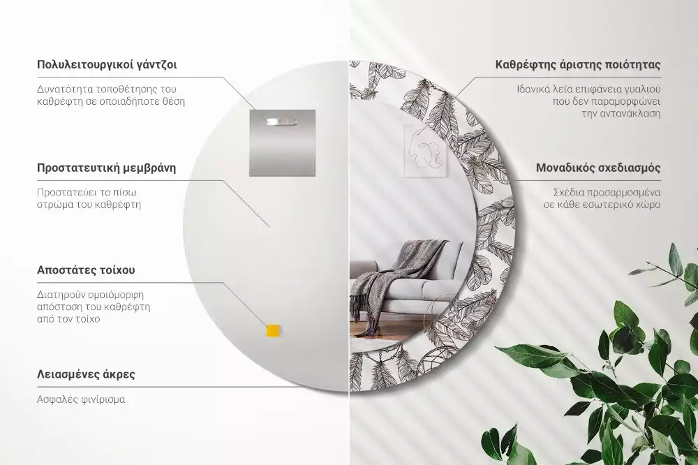 Kulaté dekorační zrcadlo na zeď Lapač snů