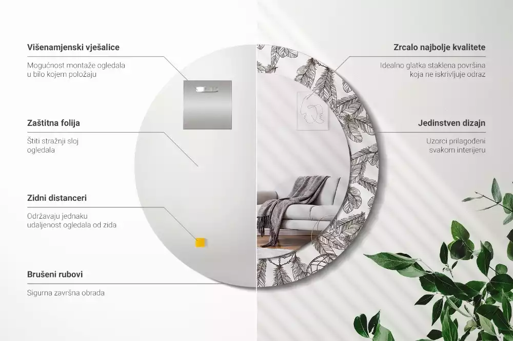 Kulaté dekorační zrcadlo na zeď Lapač snů