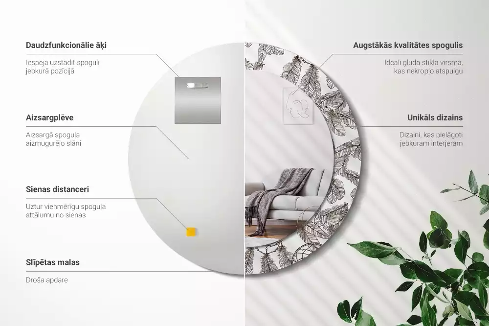 Kulaté dekorační zrcadlo na zeď Lapač snů