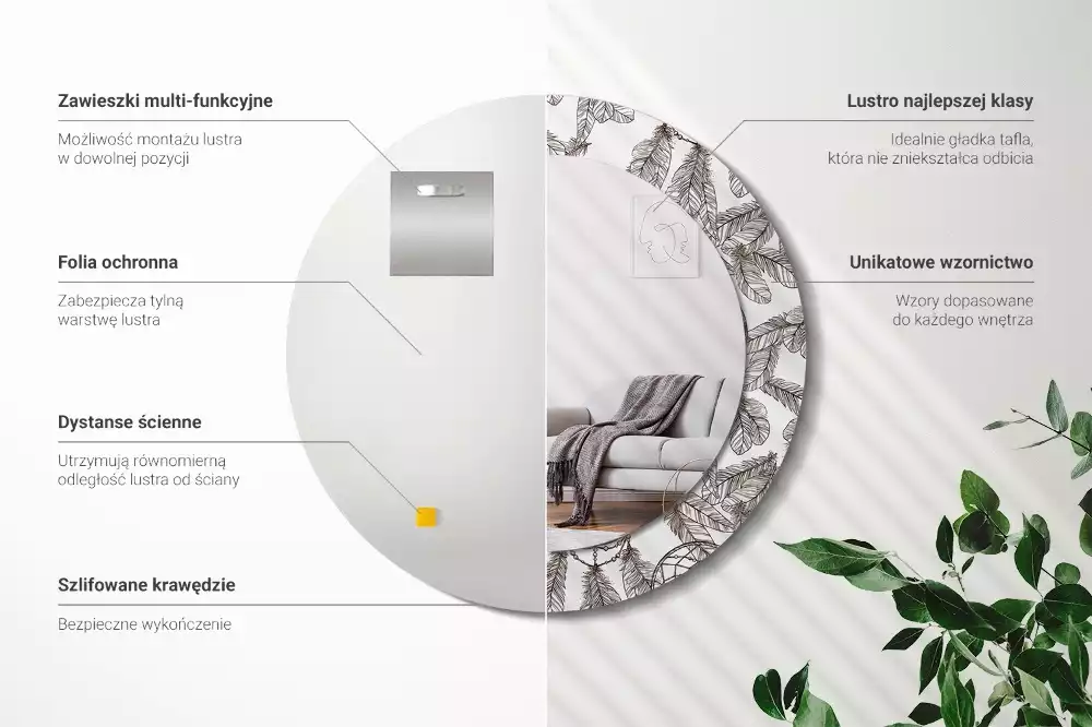 Kulaté dekorační zrcadlo na zeď Lapač snů