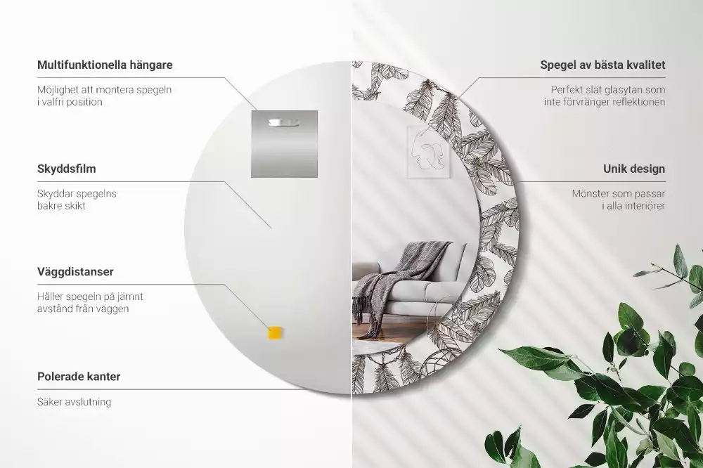 Kulaté dekorační zrcadlo na zeď Lapač snů