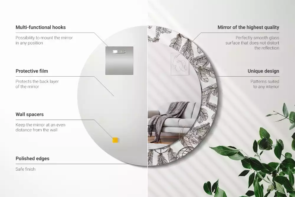 Kulaté dekorační zrcadlo na zeď Lapač snů