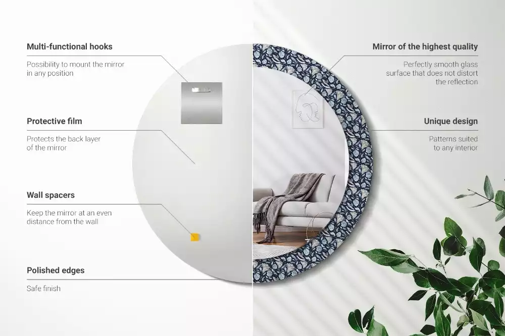 Kulaté dekorační zrcadlo na zeď Boho vzor