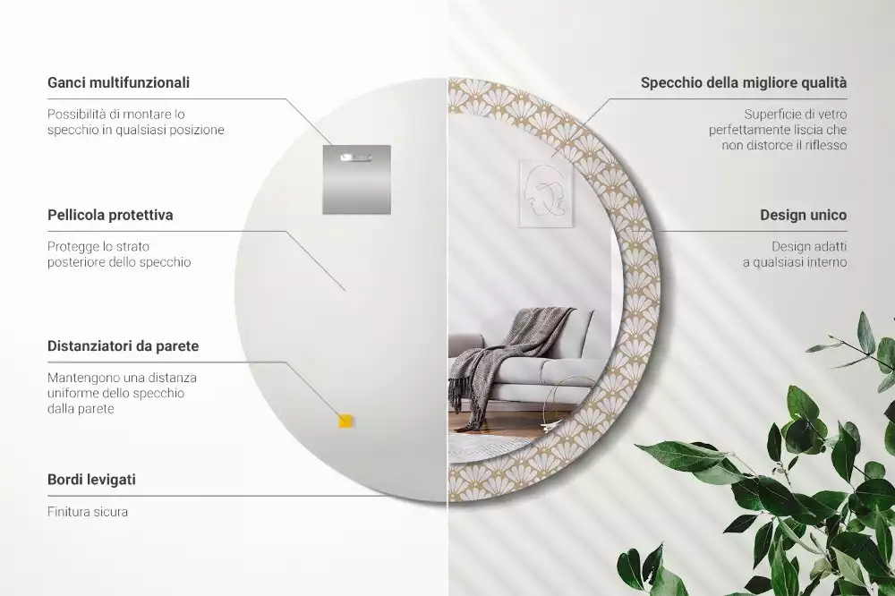 Kulaté dekorační zrcadlo na zeď Orientální květina