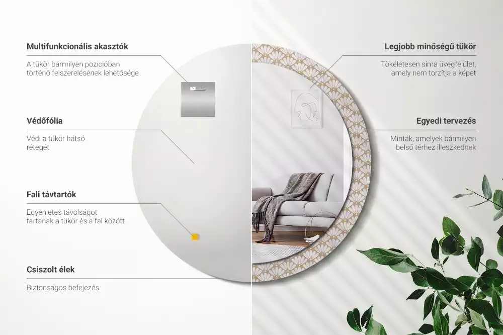 Kulaté dekorační zrcadlo na zeď Orientální květina