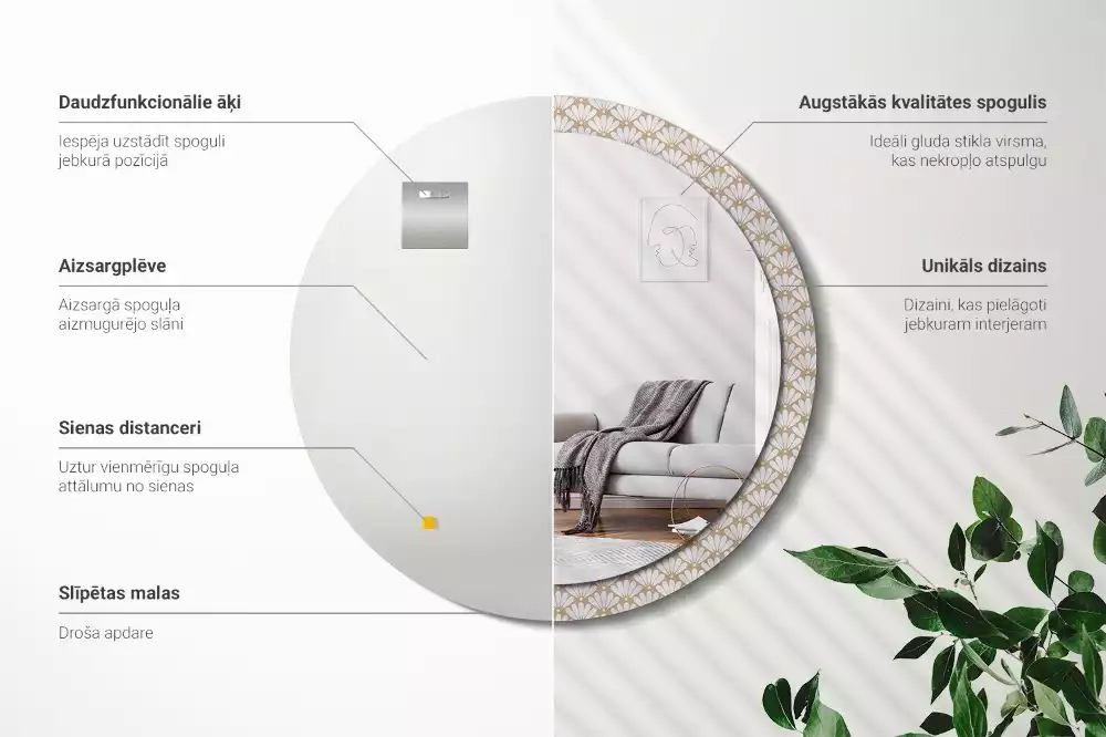 Kulaté dekorační zrcadlo na zeď Orientální květina