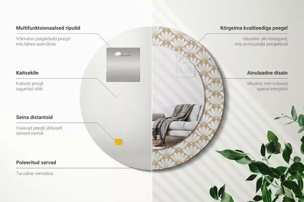 Kulaté dekorační zrcadlo na zeď Orientální květina