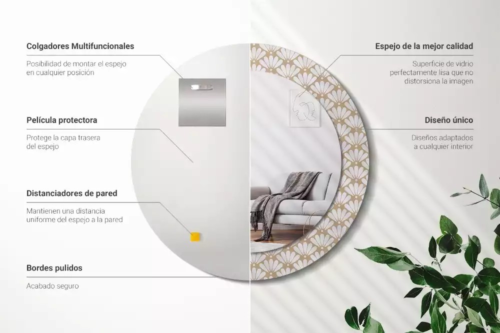 Kulaté dekorační zrcadlo na zeď Orientální květina