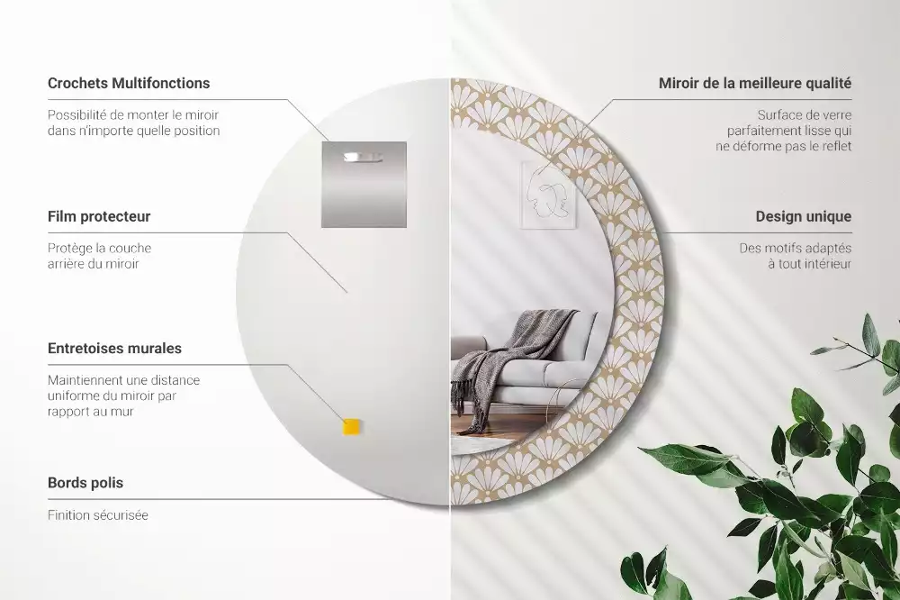 Kulaté dekorační zrcadlo na zeď Orientální květina