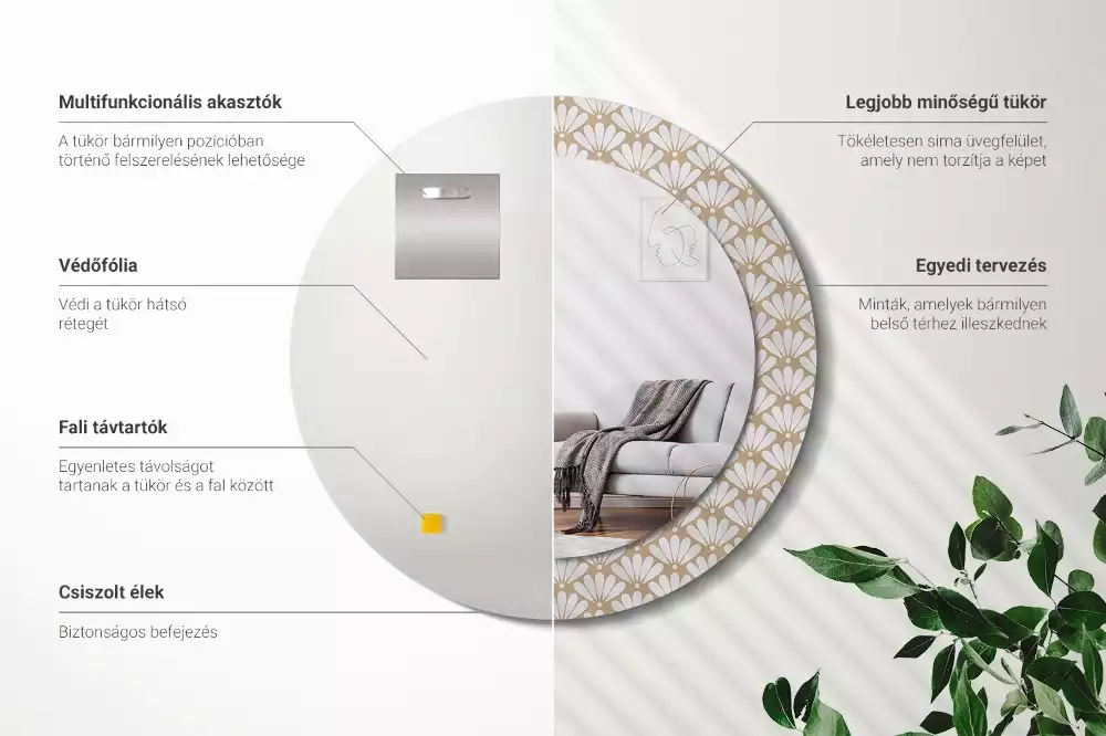 Kulaté dekorační zrcadlo na zeď Orientální květina