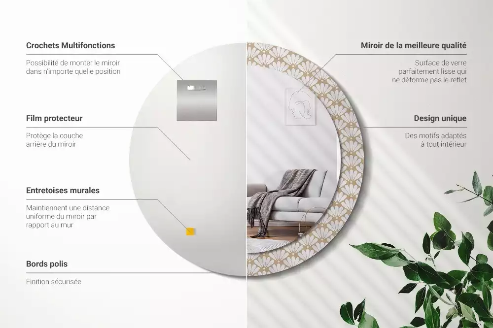 Kulaté dekorační zrcadlo na zeď Orientální květina