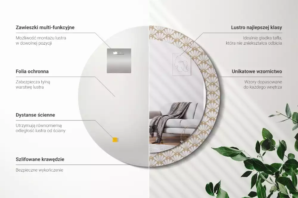 Kulaté dekorační zrcadlo na zeď Orientální květina