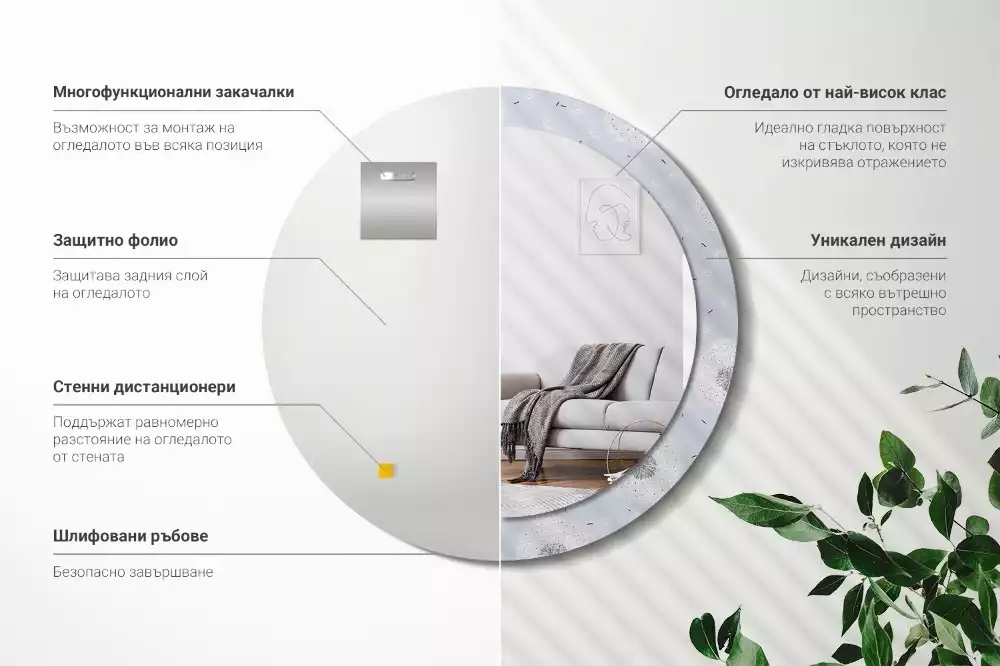 Kulaté dekorační zrcadlo na zeď Pampelišky