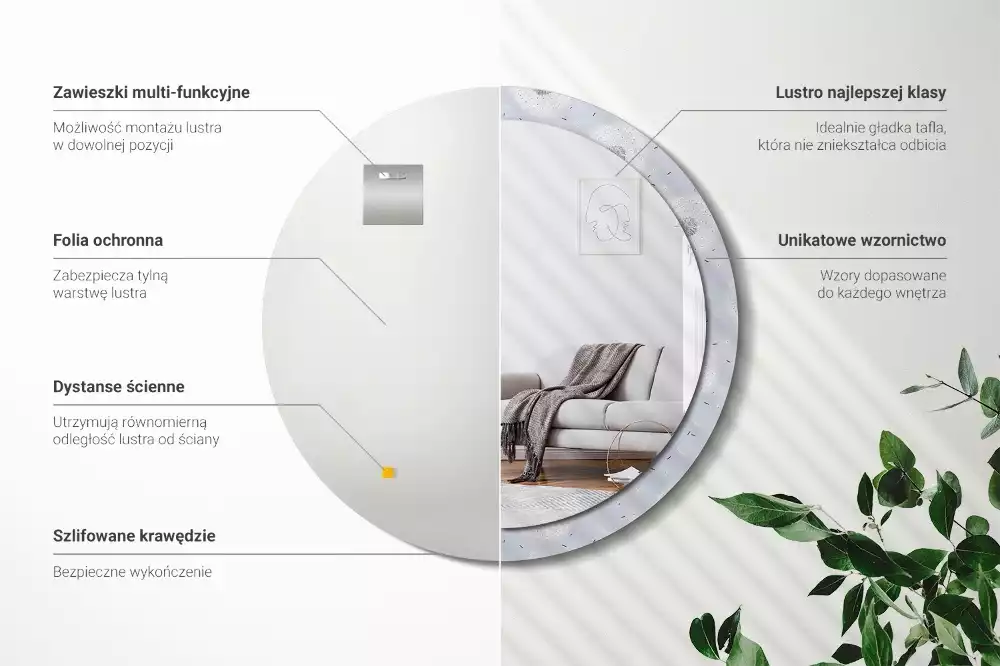 Kulaté dekorační zrcadlo na zeď Pampelišky