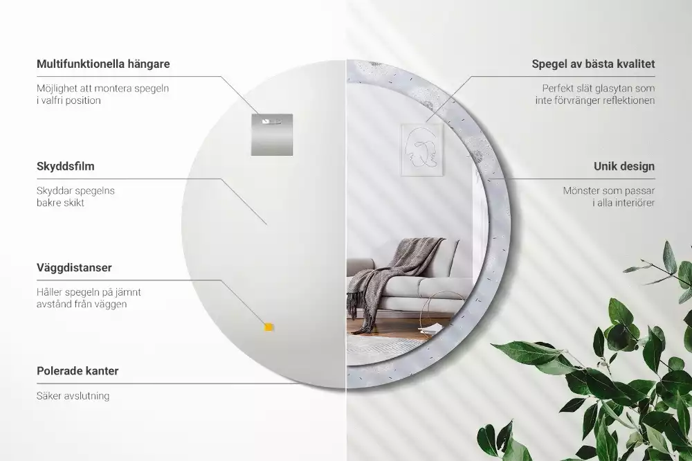 Kulaté dekorační zrcadlo na zeď Pampelišky