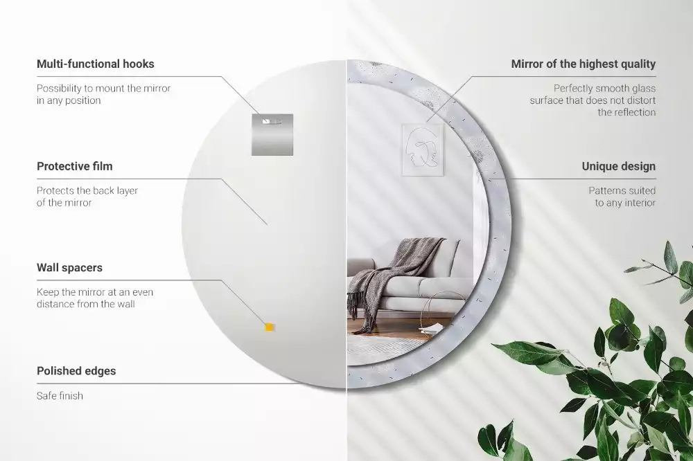 Kulaté dekorační zrcadlo na zeď Pampelišky