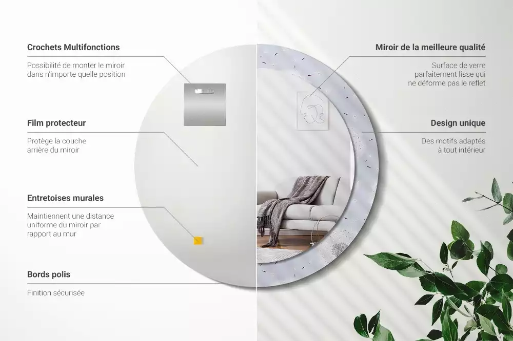 Kulaté dekorační zrcadlo na zeď Pampelišky