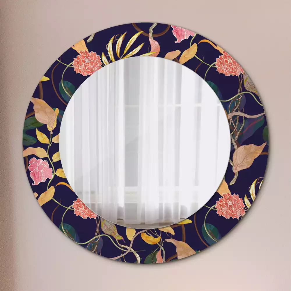 Kulaté dekorační zrcadlo na zeď Akvarel rostliny