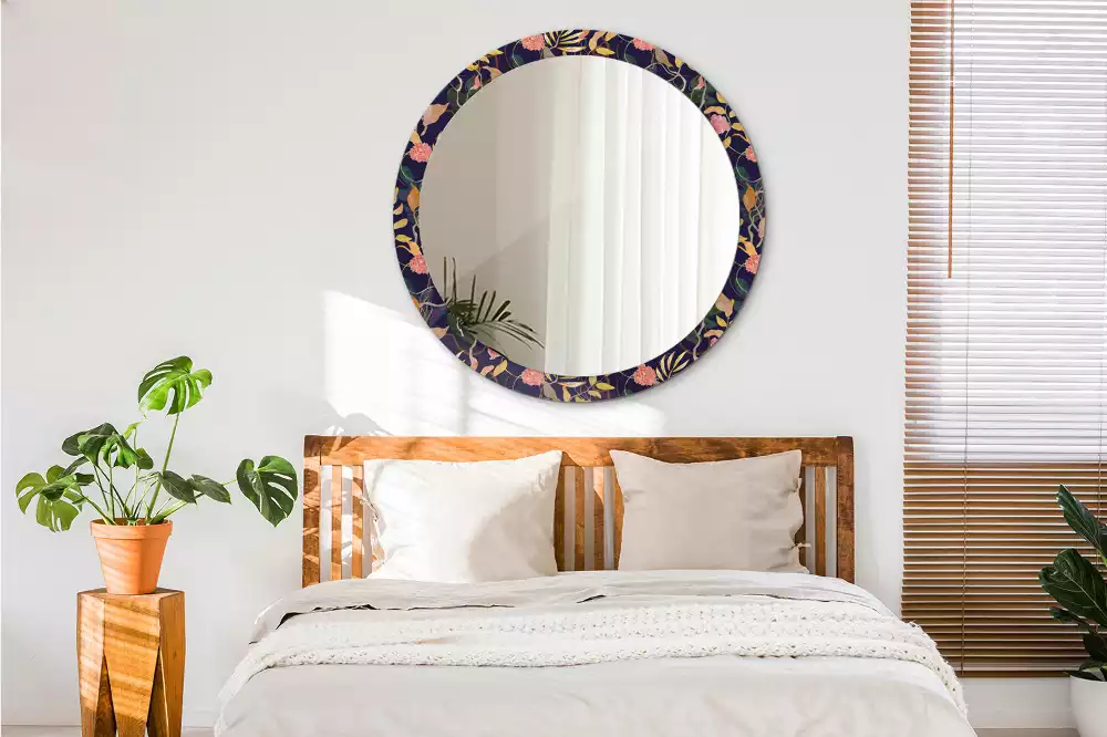 Kulaté dekorační zrcadlo na zeď Akvarel rostliny