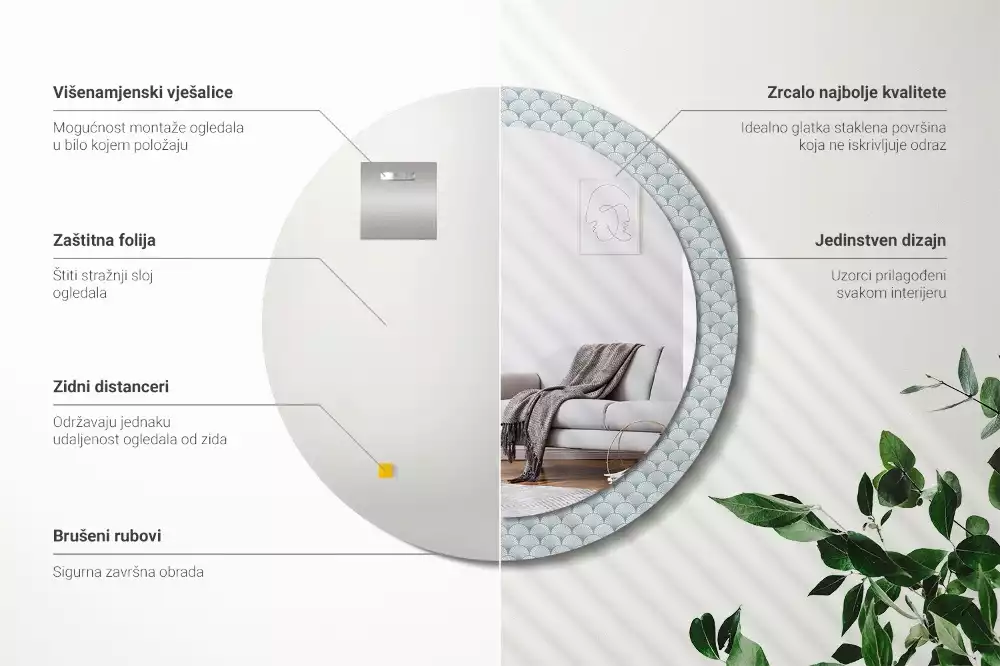 Kulaté dekorační zrcadlo na zeď Retro vintage vzor