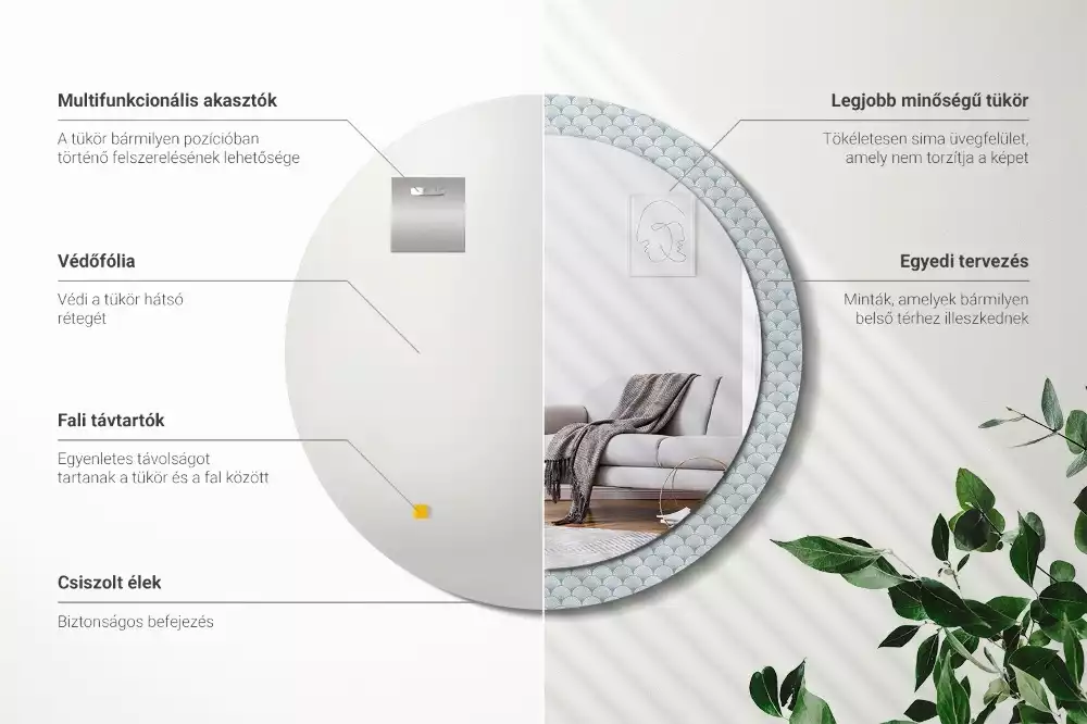 Kulaté dekorační zrcadlo na zeď Retro vintage vzor