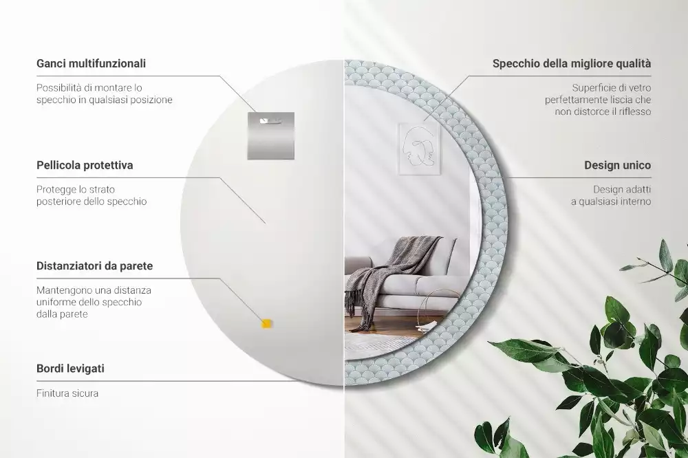 Kulaté dekorační zrcadlo na zeď Retro vintage vzor