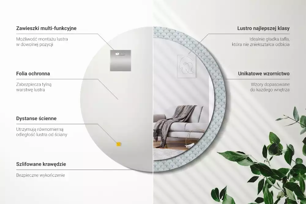 Kulaté dekorační zrcadlo na zeď Retro vintage vzor