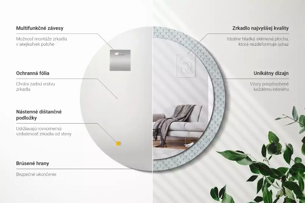 Kulaté dekorační zrcadlo na zeď Retro vintage vzor