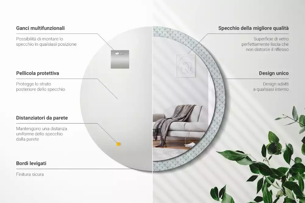 Kulaté dekorační zrcadlo na zeď Retro vintage vzor