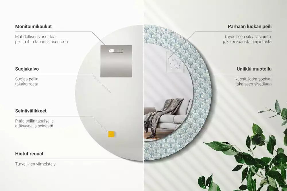 Kulaté dekorační zrcadlo na zeď Retro vintage vzor