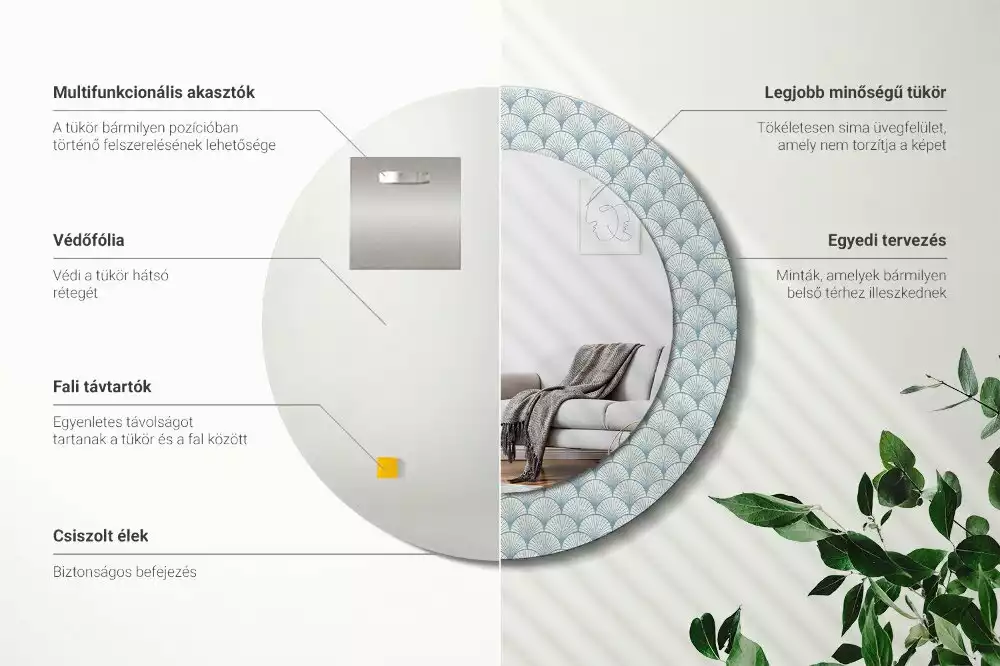 Kulaté dekorační zrcadlo na zeď Retro vintage vzor