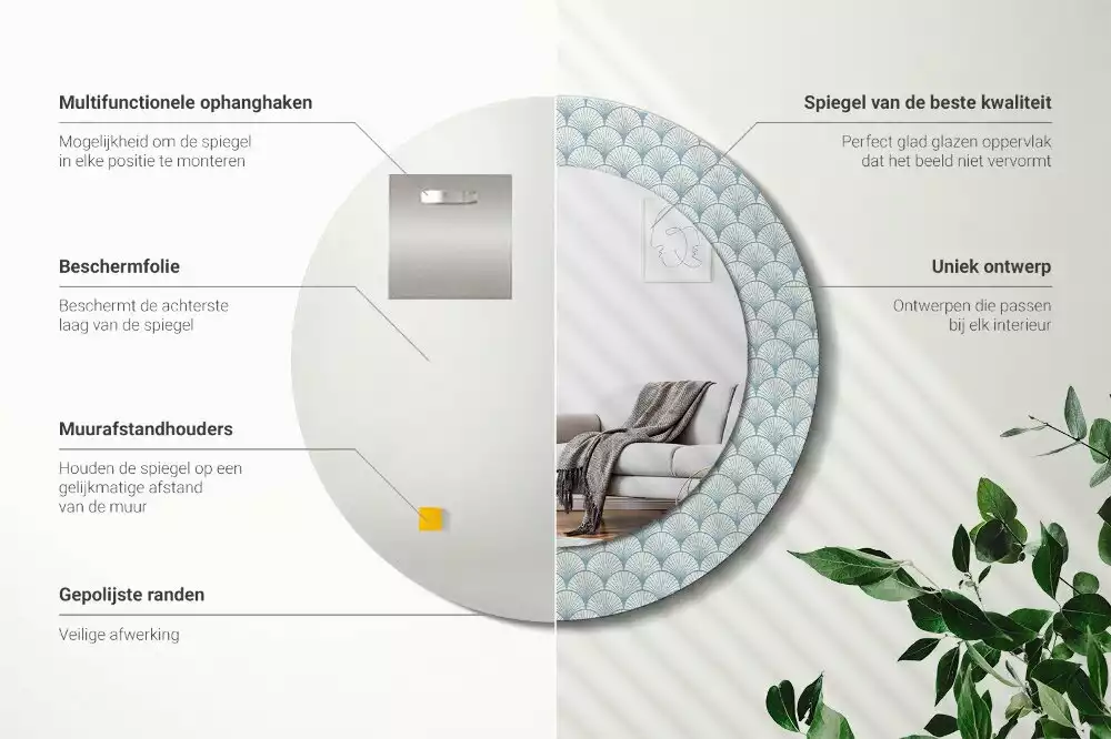 Kulaté dekorační zrcadlo na zeď Retro vintage vzor