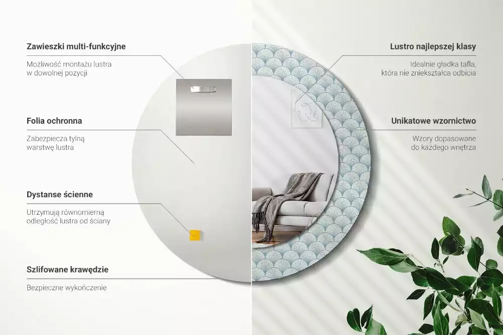 Kulaté dekorační zrcadlo na zeď Retro vintage vzor