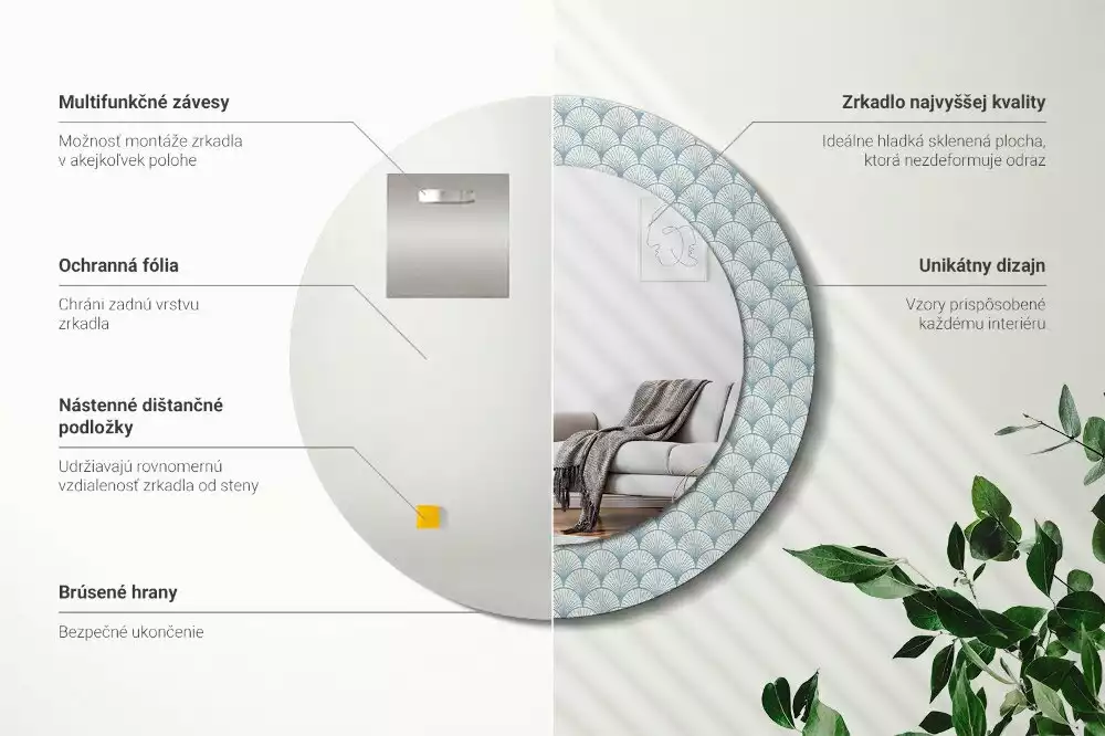 Kulaté dekorační zrcadlo na zeď Retro vintage vzor