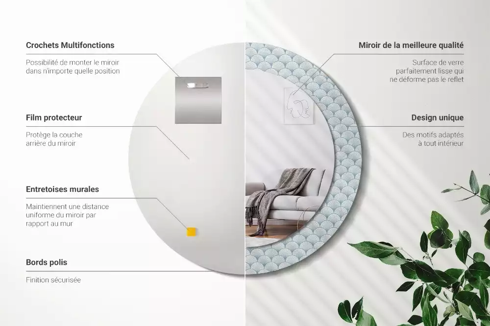 Kulaté dekorační zrcadlo na zeď Retro vintage vzor