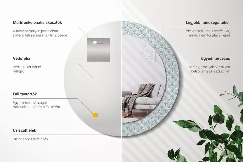 Kulaté dekorační zrcadlo na zeď Retro vintage vzor